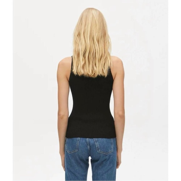 Michael Stars Kara Ribbed Mock Neck Sleeveless Knit Tank Black Womens Small $128 - Picture 2 of 6
